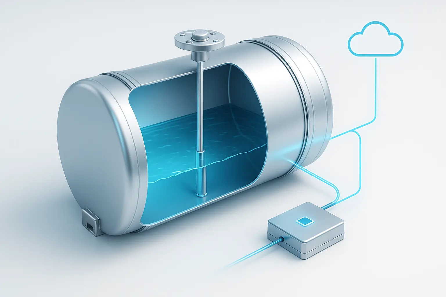 Diagrama del sensor de combustible GPS instalado en tanque de flota