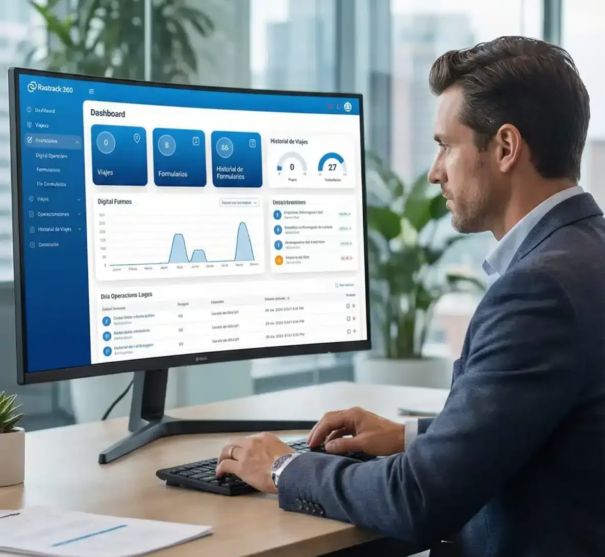 Supervisión operativa consultando panel centralizado de formularios digitales