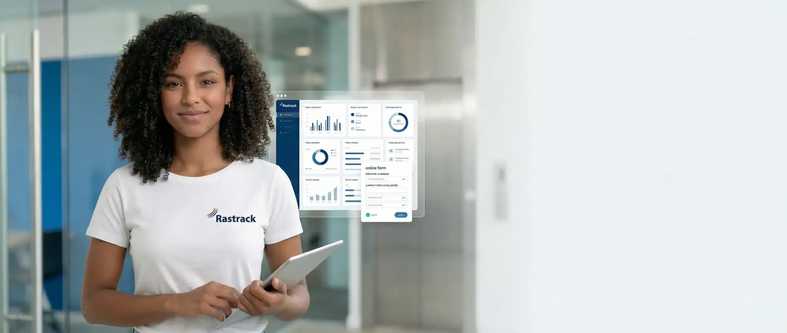 Modelo Rastrack en contexto operativo junto a interfaz de formularios online