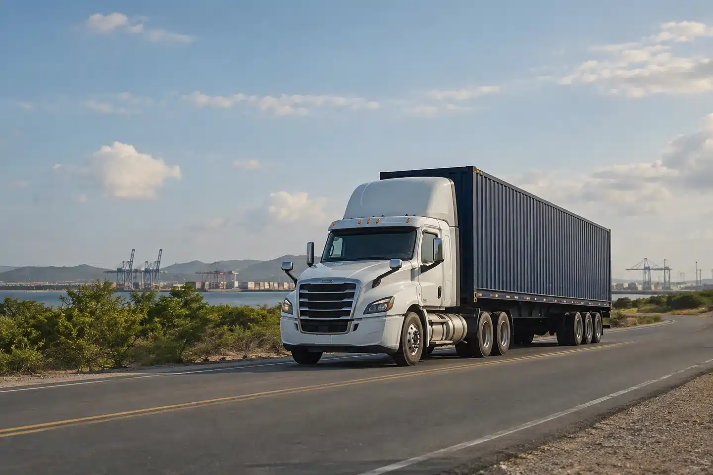 Tractocamión de carga en una vía del Caribe colombiano